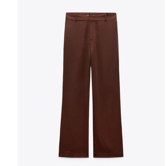 Zara Pants - ZARA Silky Brown Pants TALL 33'  inseam NWT